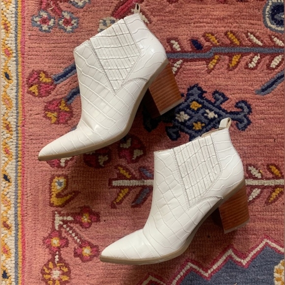 Marc Fisher Croco Emboss Leather Ankle Boot - Picture 3 of 11